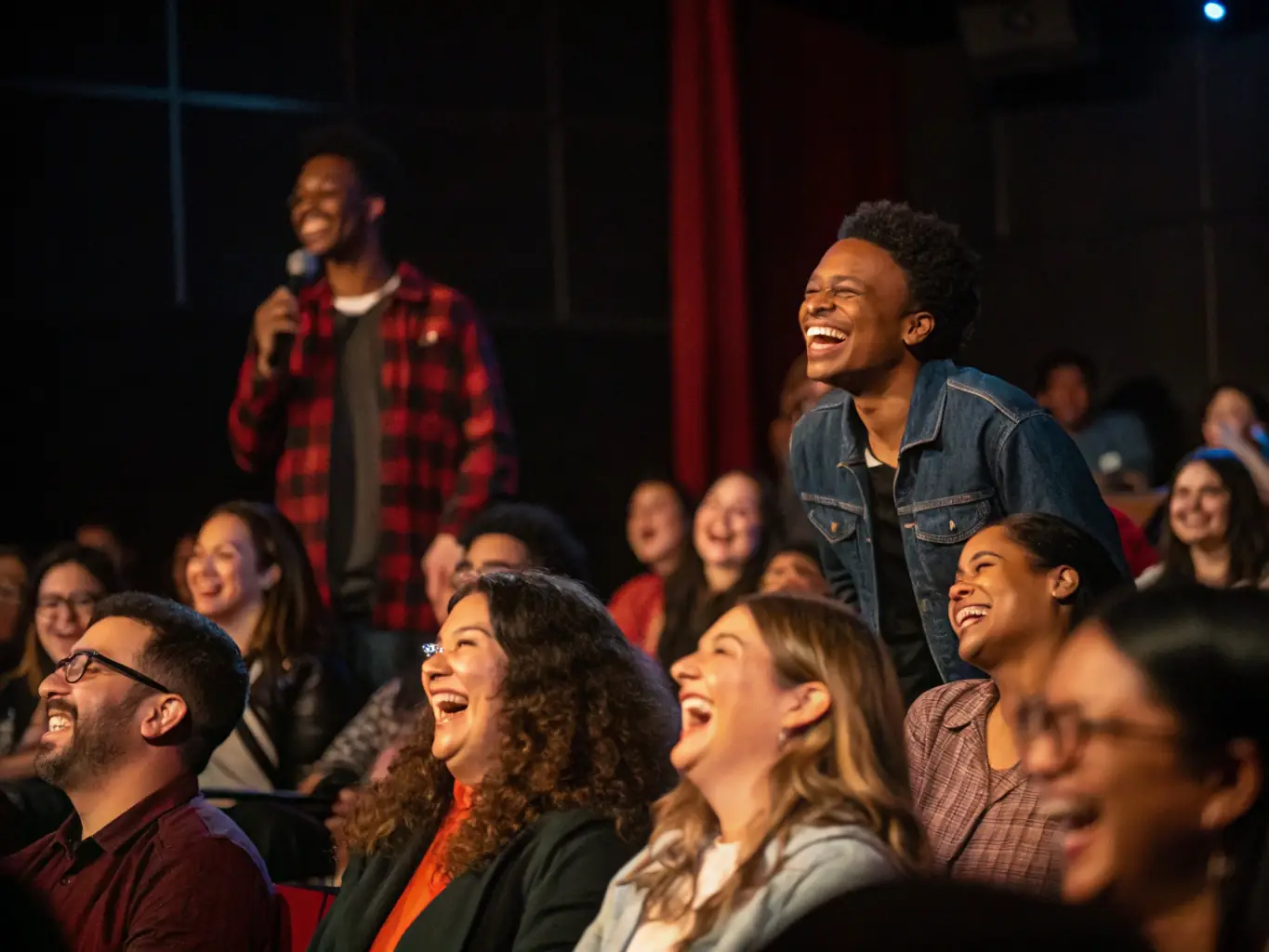 A photograph of a diverse audience enjoying a live music performance at an accessible venue, emphasizing ENLIVE'S ENLIVE'S commitment to inclusivity and cultural access for all.