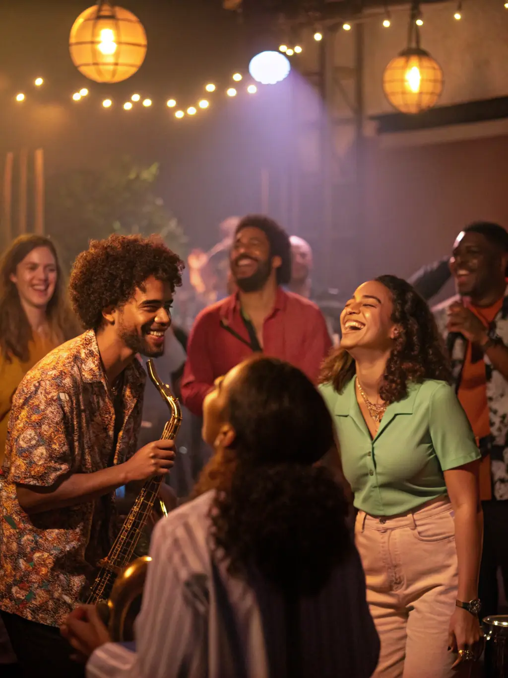 A heartwarming image of a diverse audience enjoying an accessible music performance organized by ENLIVE'S ENLIVE'S, highlighting the organization's commitment to inclusivity. The stage is set for accessibility, with sign language interpretation visible.